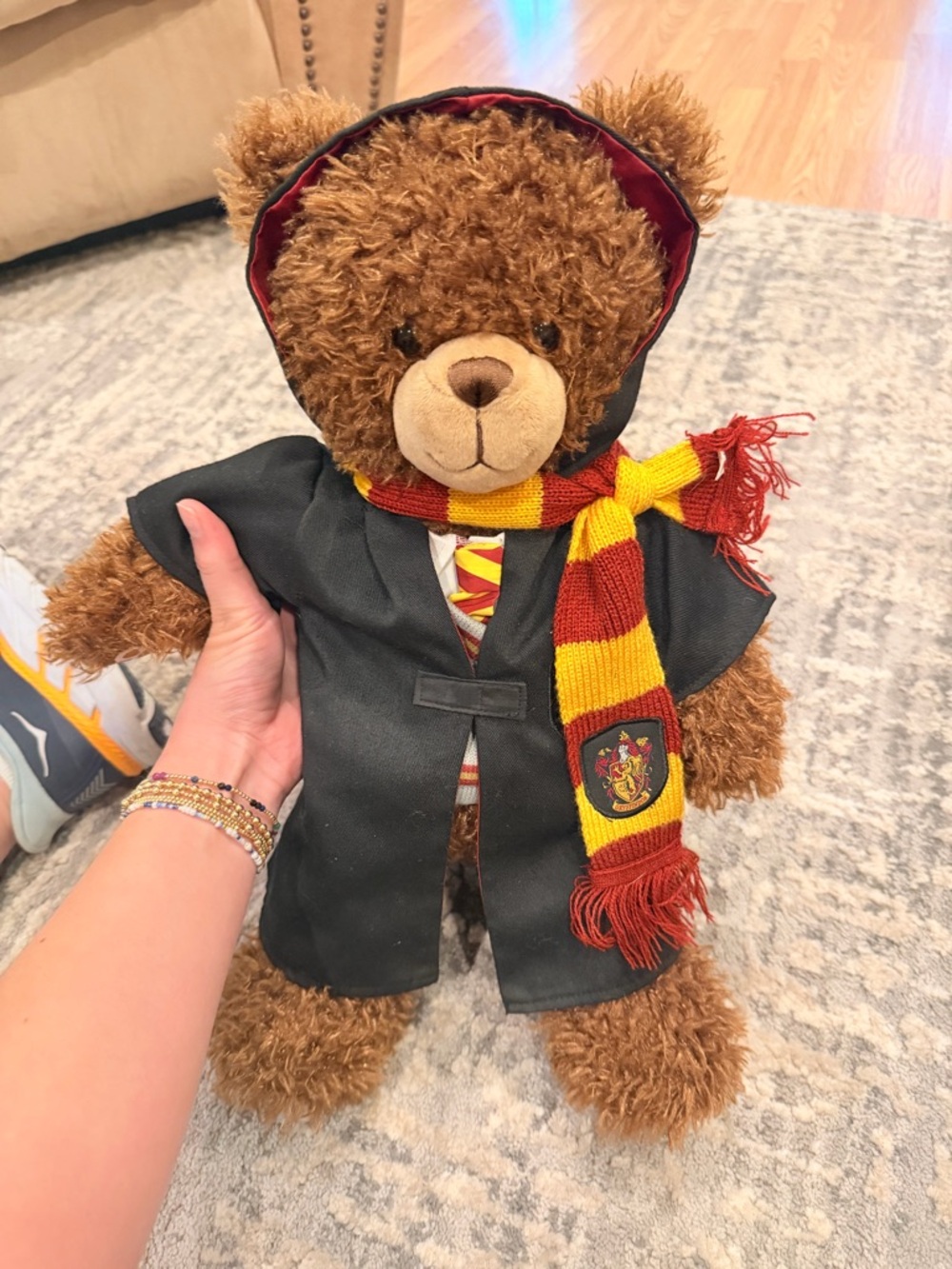Build A Bear Plush Brown Bear in Gryffindor-Style Robe and Scarf